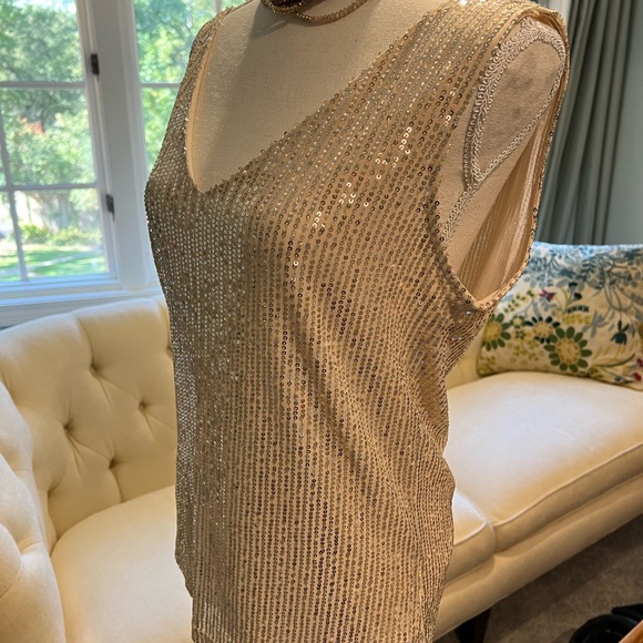 NWT size small gold v-neck sequin top. - Picture 4 of 5